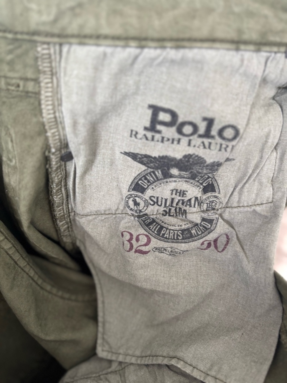 Polo Ralph Lauren Distressed Olive Green Jeans - Picture 4 of 5